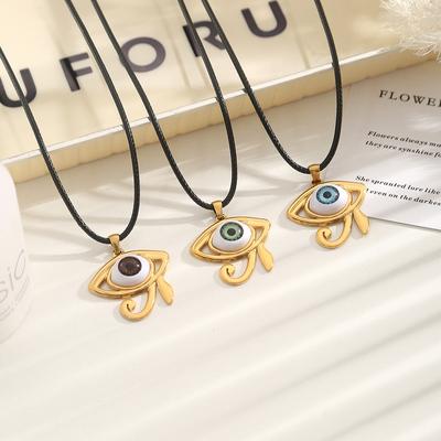 Devil's Eye Gold Pendant Necklace, Fashion Hip Hop Versatile Sweater Chain Exquisite Accessories Gift
