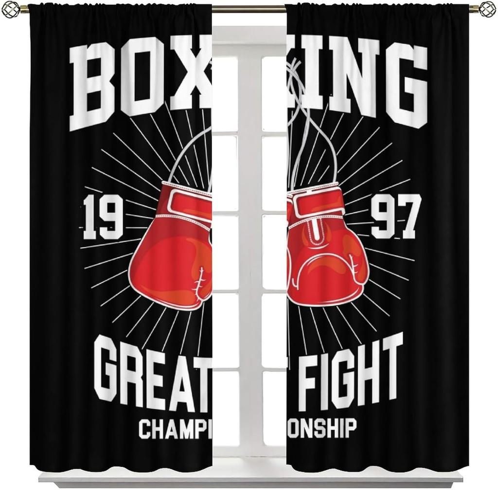 Boxing Window Curtains for Adult Teens Boys Bedroom Living Room Home Decor Curtain Panels Competitive Game Boxing for Home