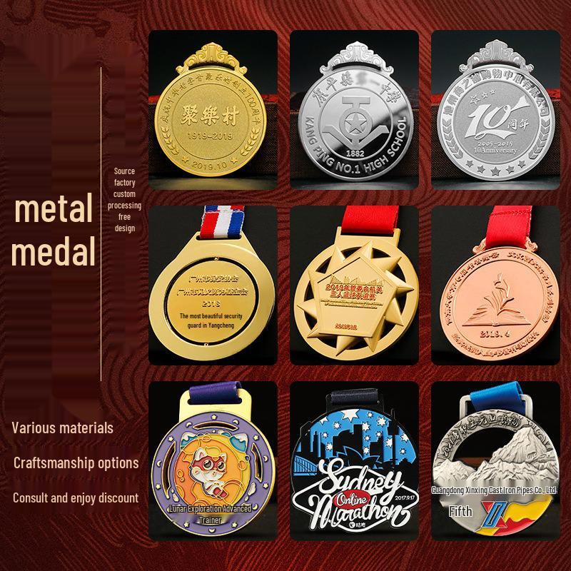 Custom Marathon Commemorative Medal with Baked Paint Finish for School Sports Events