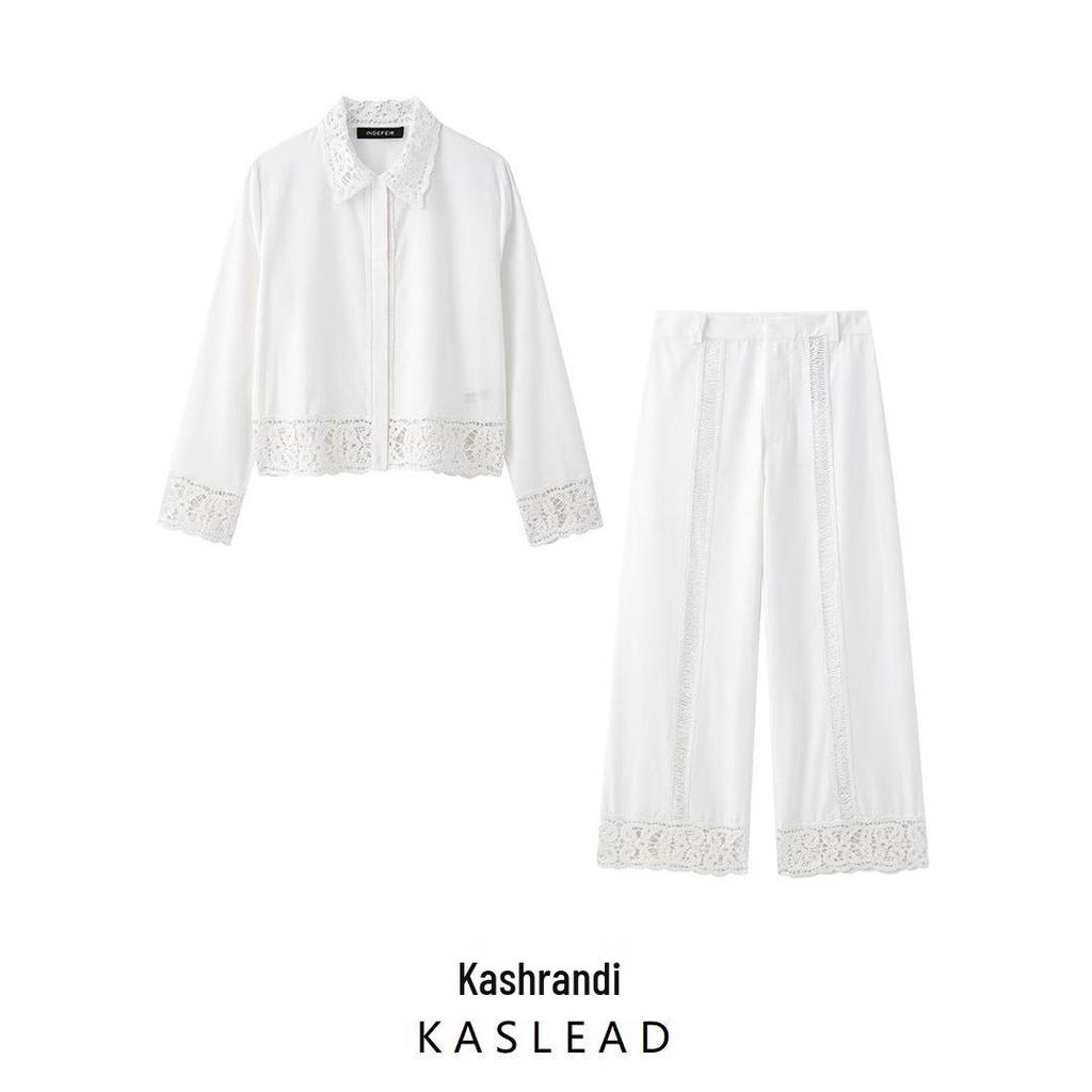 2025 Spring Women's European & American Style Long Sleeve Shirt and Pants Set