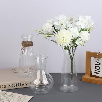 1Pc Plastic Striped Vases Transparent Vases Large-bellied Vase For Wedding Banquets, Festivals And Home Table Decoration&