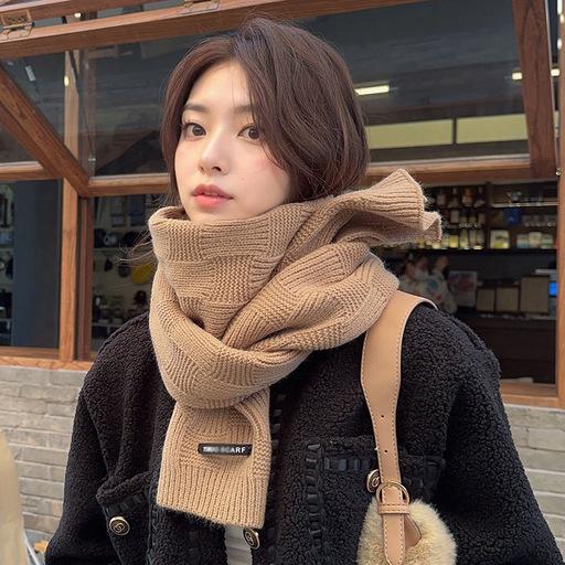 Scarf women's winter versatile warm couple student neck protection imitation cashmere knitted wool girls scarf senior sense men