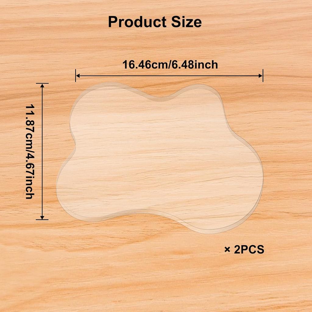2 Pack Acrylic Coaster Transparent Coaster for Desk Clear Desk Irregular Coast Cloud Shape Drink Cup Ornaments for Home Kitchen Bar Dining Table