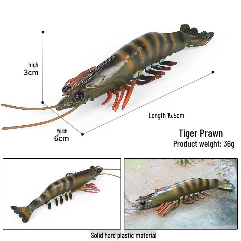 Marine Animal Simulation Model Figures: Shark, Dolphin, Hammerhead, Crab, Squid, Starfish for Kids' Education