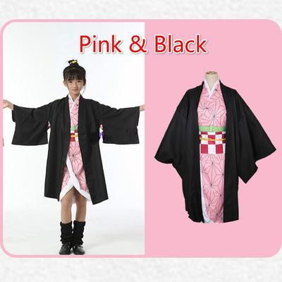 Kids Anime Demon Slayer Kimetsu No Yaiba Tanjirou Kamado Nezuko Zenitsu Shinobu Cosplay Women Kimono Cosplay Costume Wig