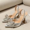 New Design Crystal Butterfly-knot Women Pumps Street Style High Heels Pointed Toe Shoes Sexy Wedding Party Sandals