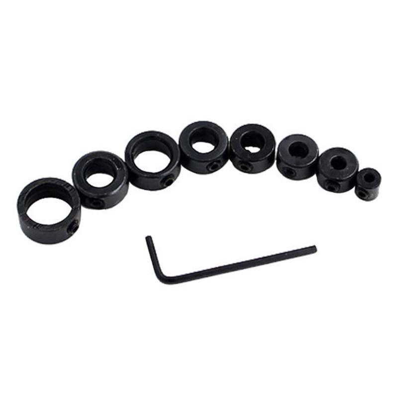8Pcs High Hardness Depth Stop Collar Kit with Wrench for Woodworking Ceramic Wall and Plastic Drilling Applications