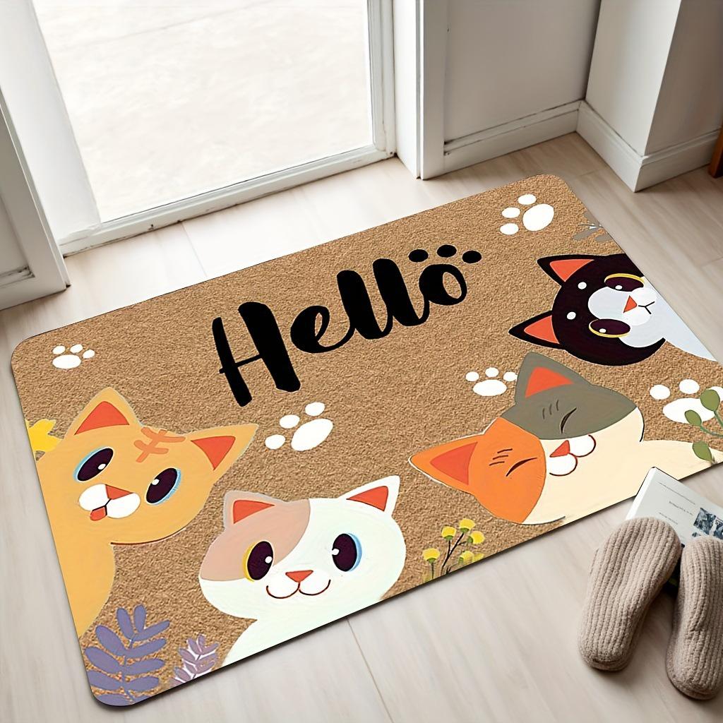 Cute Cat Decorative Floor Mat - Dirt & Wear-Resistant, Easy-Clean Entrance Mat