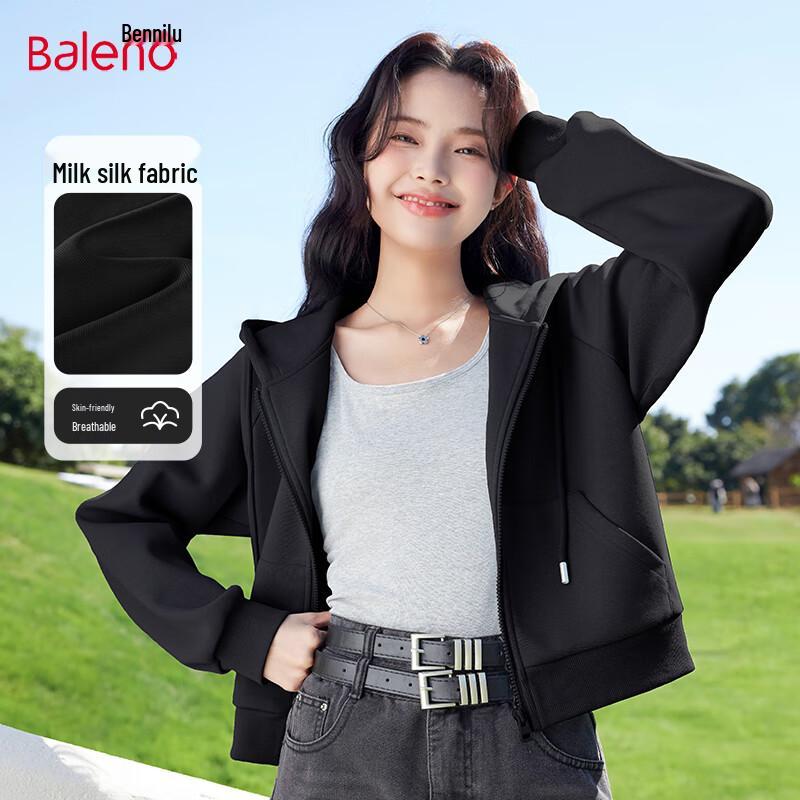 Baleno Women's Short Hooded Zip-Up Sweatshirt Jacket