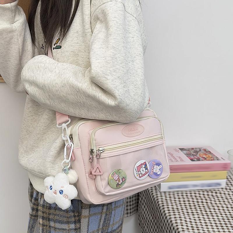 2025 neue Mode-Umhängetasche im koreanischen Stil süße Umhängetasche Anime-Themen-Umhängetasche Nylon Studententasche