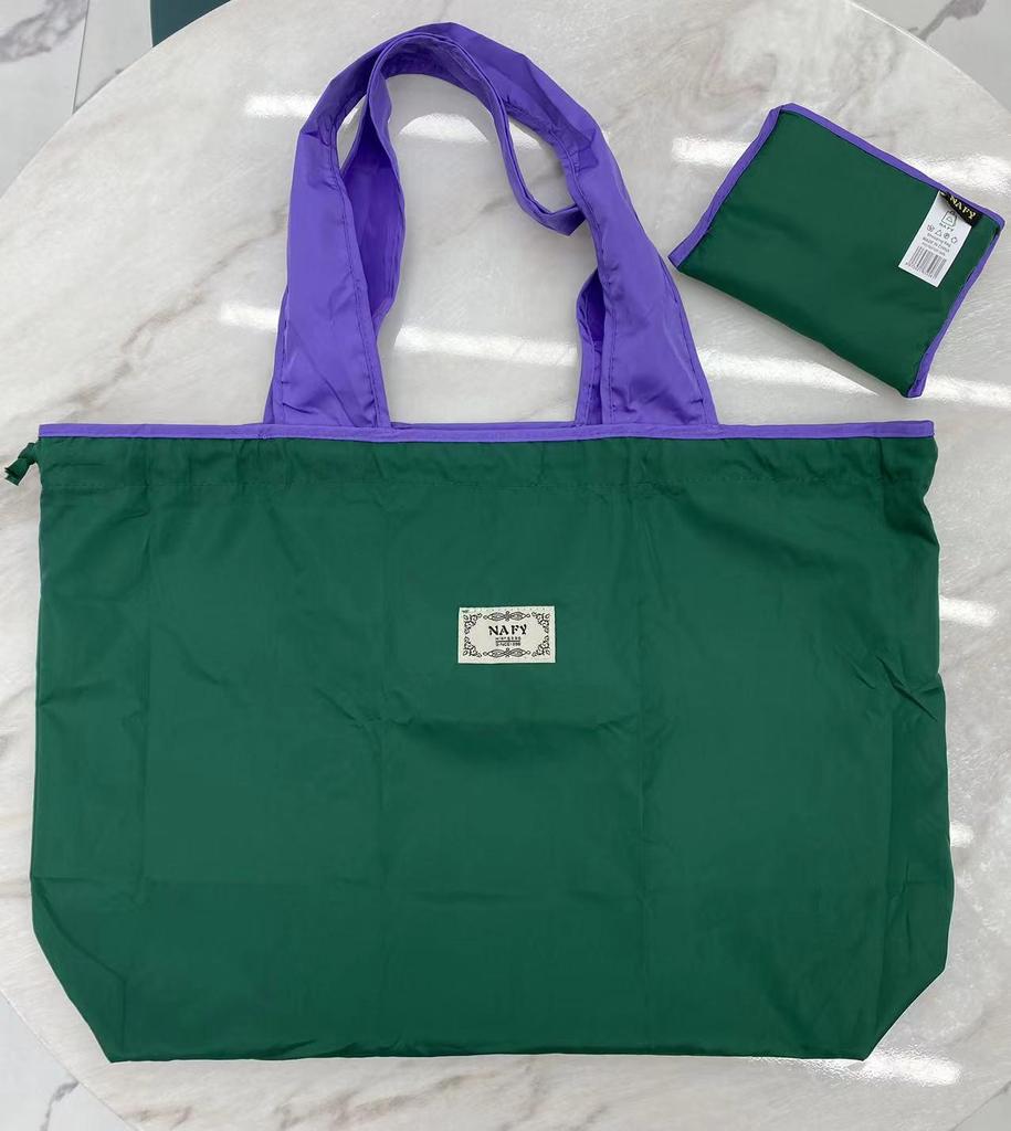 Eco-friendly Lightweight Water-repellent Foldable Shopping Bag with Drawstring Closure and Large Capacity