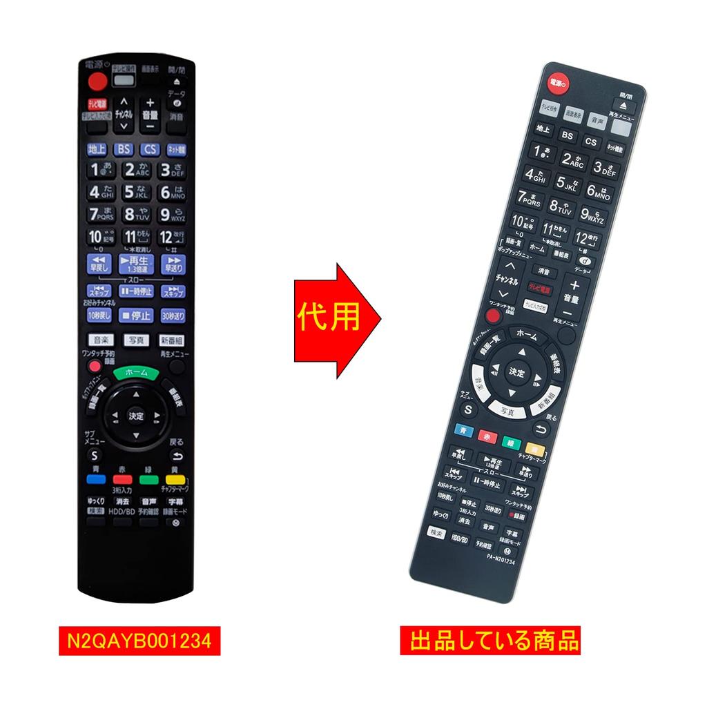 Winflike Ersatzfernbedienung kompatibel mit N2QAYB001234 Panasonic Fernbedienung (Ersatz) Blu-ray-/DVD-Player/DVD-Player/Recorder