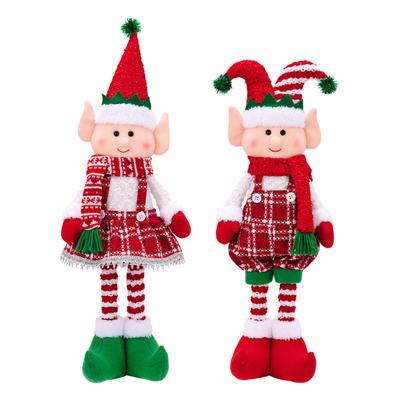 Decorações de elfos de Natal, bonecos elásticos, grandes bonecos de pelúcia, enfeites de Natal macios e recheados na prateleira para presentes de família para meninos