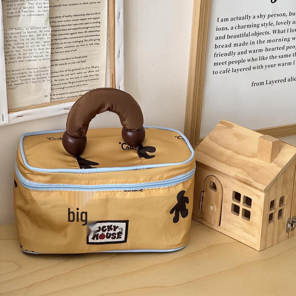 Korean Lucky Color Block Travel Makeup Bag, Large-Capacity, Water-Resistant Toiletry Organizer.