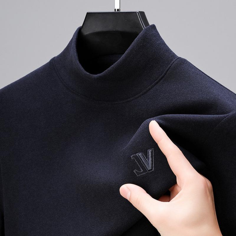 Men's Double-Sided Long-Sleeve Slim-Fit De-Rong Sweatshirt, Round Neck, Warm for Autumn and Winter