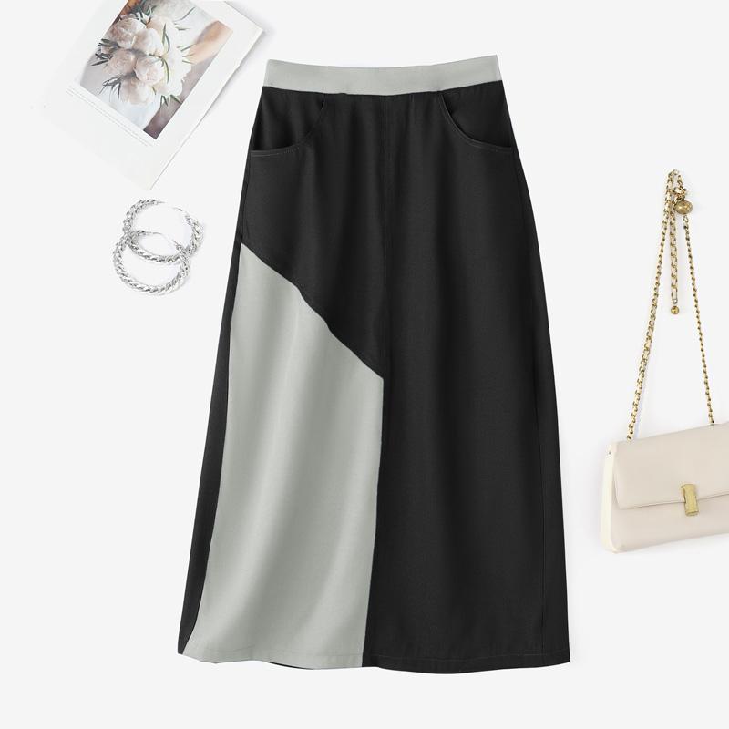 

ZANZEA Женские летние повседневные юбки миди в стиле пэчворк M чёрный