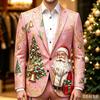 Men's Business Casual Christmas Print Long Sleeve Lapel Jacket No Tie Included