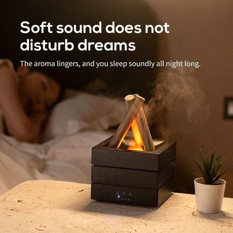 New Flame Aroma Diffuser Air Humidifier Colorful Atmosphere Light and Remote Control Bonfire Essential Oil Aroma Diffuser