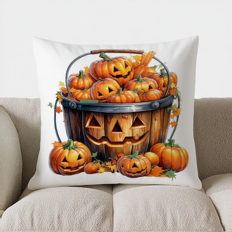 Heimdeko Herbstkorb mit Ahornblättern Kissenbezug Muster Kissenbezug Geeignet für Sofa Schlafzimmer Auto Kissenbezug