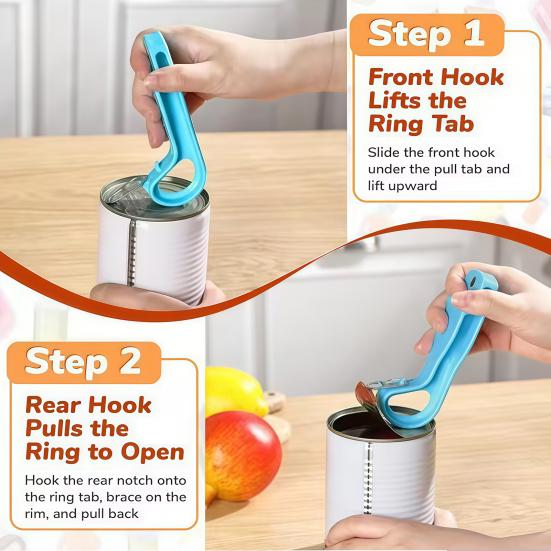 Can Opener with Magnets, Nail-Friendly Design, Dual-Function Can And Mason Jar Opener, Smooth Opening Can Openers