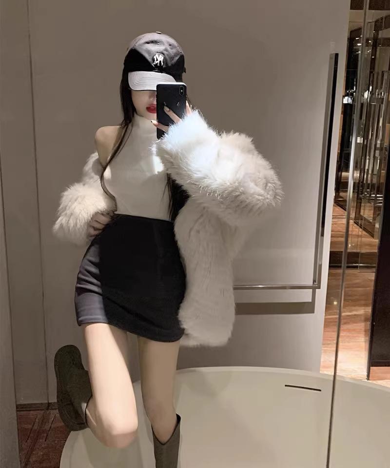 Spring 2024 Women's High Waist Solid Color Bodycon Mini Skirt - Slimming & Sexy A-Line Style
