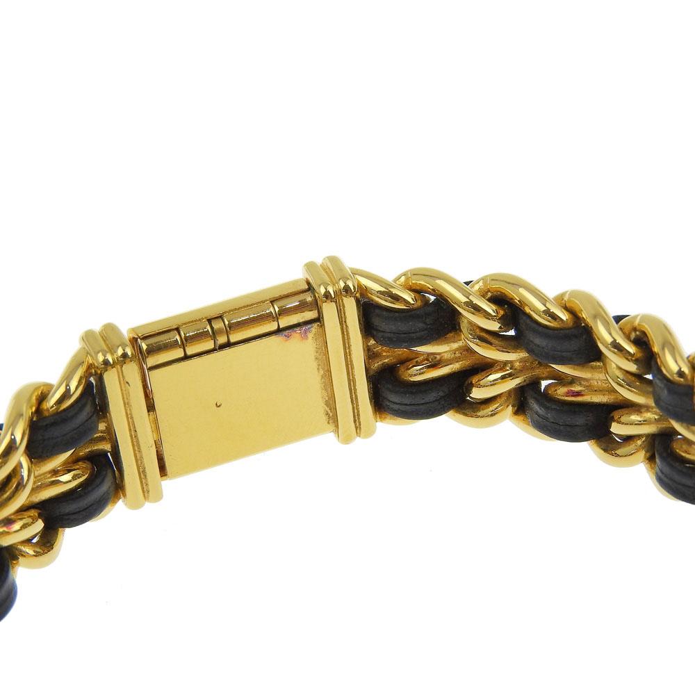 Chanel Premiere M Watches H0001 blackDial Plated Gold/Embossed Leather Quartz Analog Display Women Used