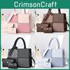 Pu Spliced Color Block Mother Daughter Bag With Zipper Closure For Daily Use