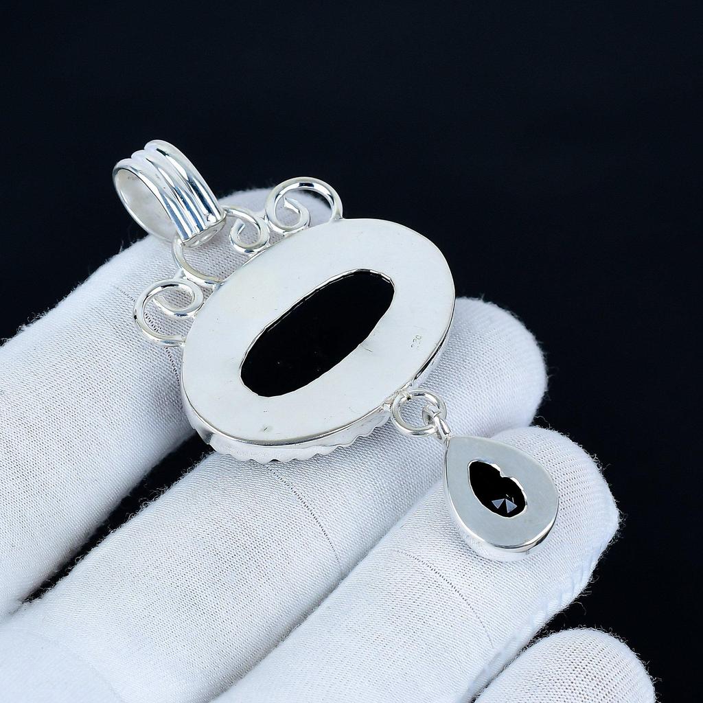 Black Onyx Pendant, 925 Sterling Silver Handmade Jewelry, Black Spinel Silver Pendant, Party Wear Jewelry For Women's, Pendant Christmas Jewelry