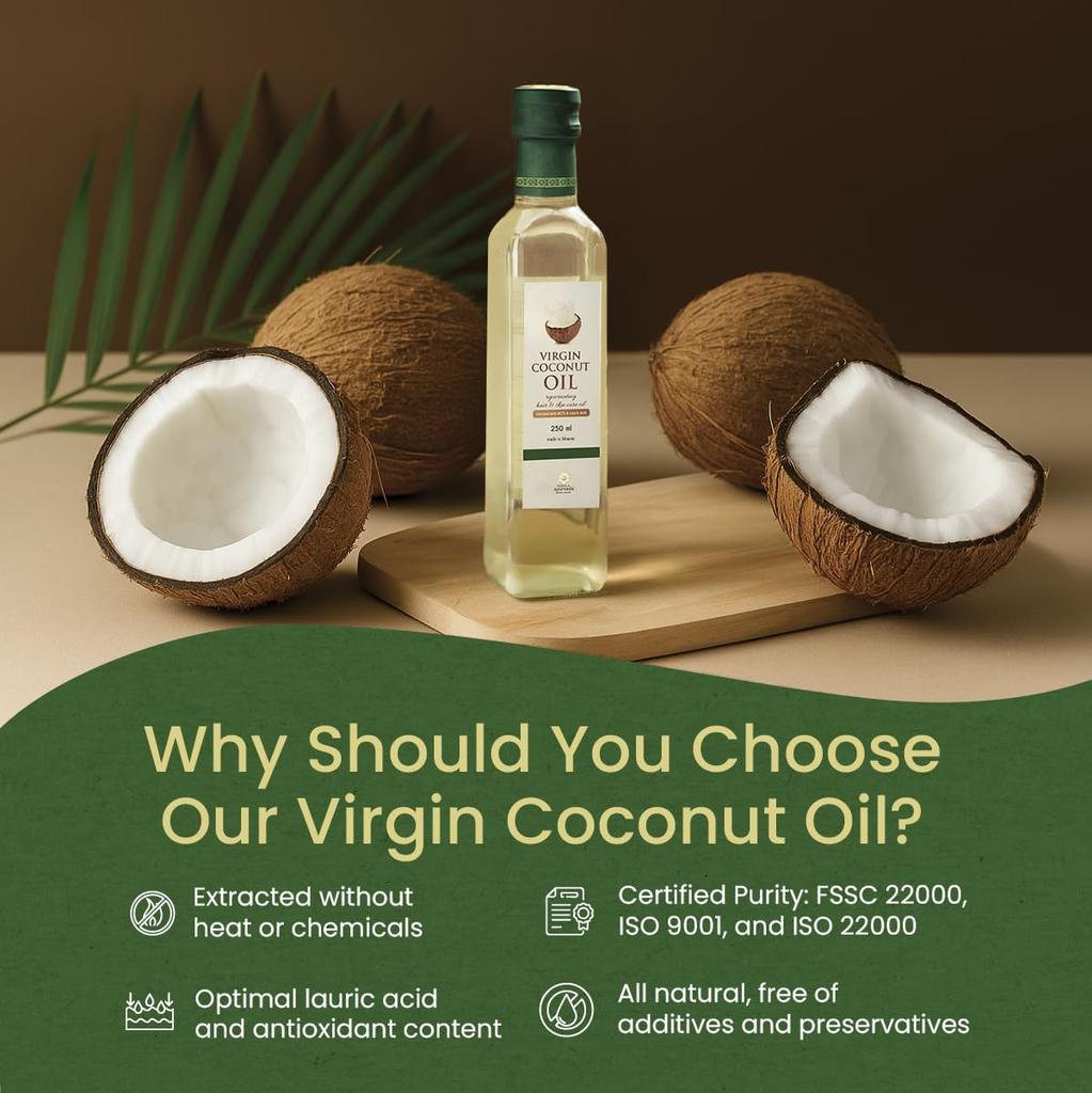 Kerala Ayurveda Virgin Coconut Oil 250mlX  Pack of 4 | Cold Pressed Hair & Skin Moisturizer Edible Grade