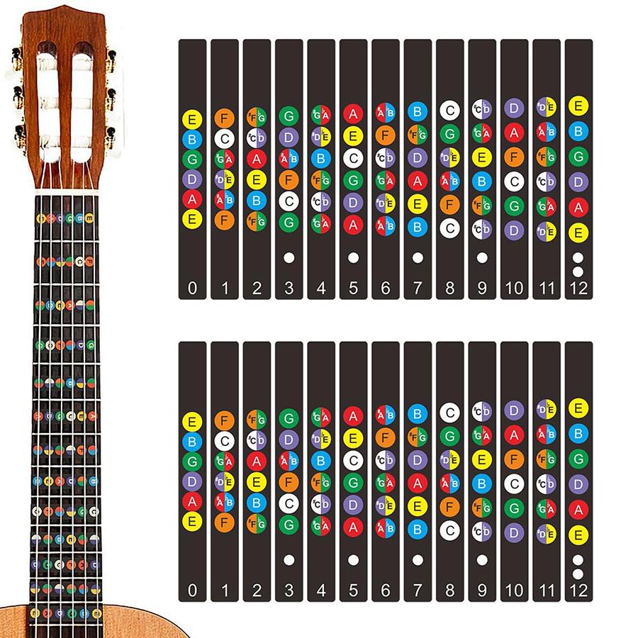 1/2/4pcs Guitar Scale Stickers Beginner-Friendly Note Labels Removable Scale Annotation Tool for Acoustic/Electric Guitar & Bass