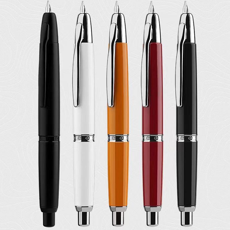 Matte Black MAJOHN A1 Press Fountain Pen Retractable Extra Fine Nib 0.4mm Metal Ink Pen with Converter for Writing