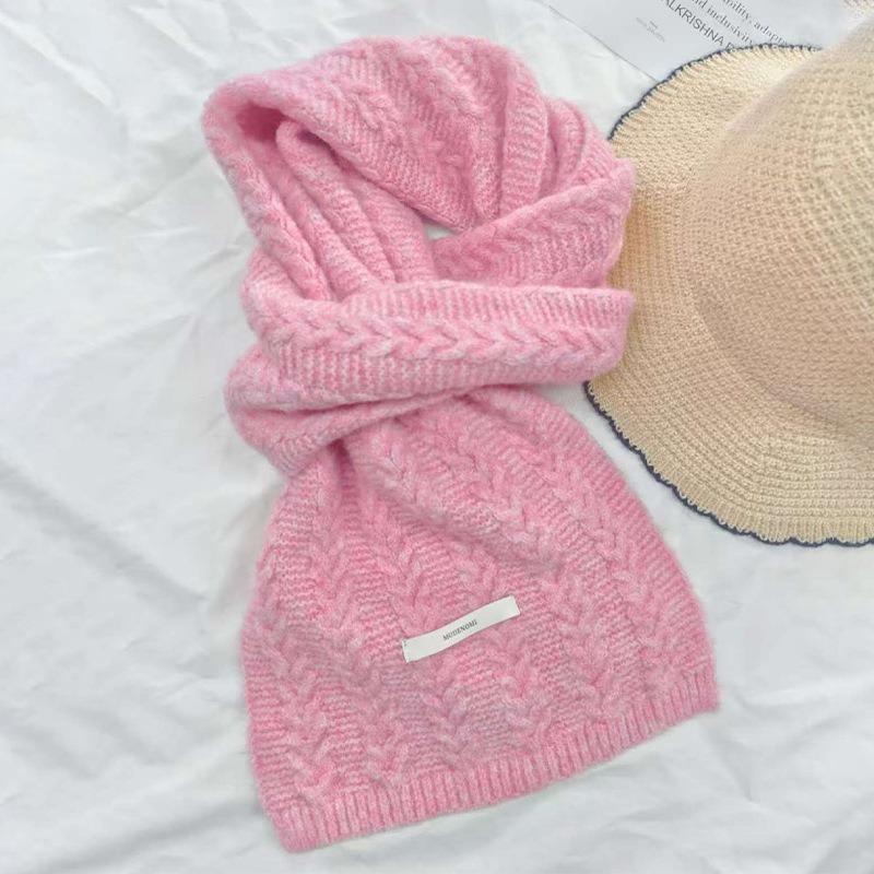 Wool knitted scarf women's high-end sense thickened warm average size neck protection scarf versatile flat machine process OO custom