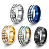 European and American Style Titanium Steel Double Row Diamond Ring - Korean High-end Stainless Steel Jewelry