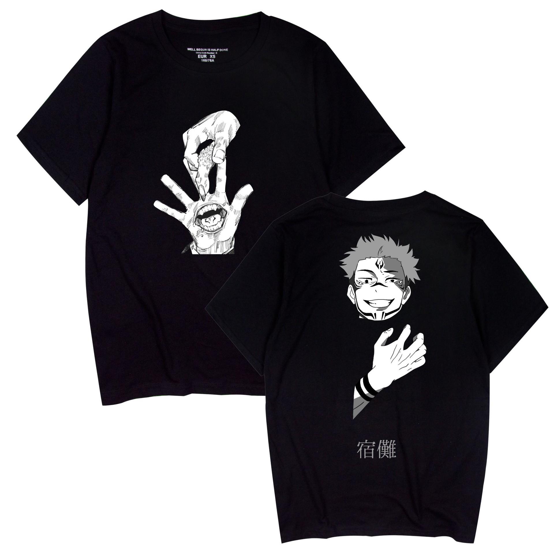 

Men T-shirt Fashion Jujutsu Kaisen Cartoon Printed Women T-shirts Summer Casual Short Sleeve Tops XS чёрный