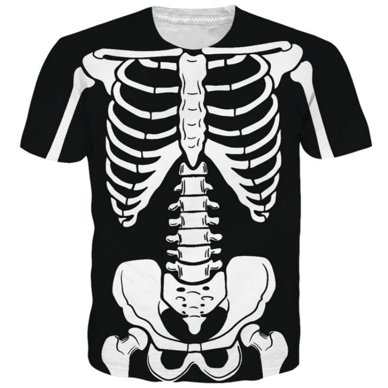 Men's 3D Printed T-Shirt Skeleton Pattern Print Short Sleeve O-Neck Pullover Casual Top