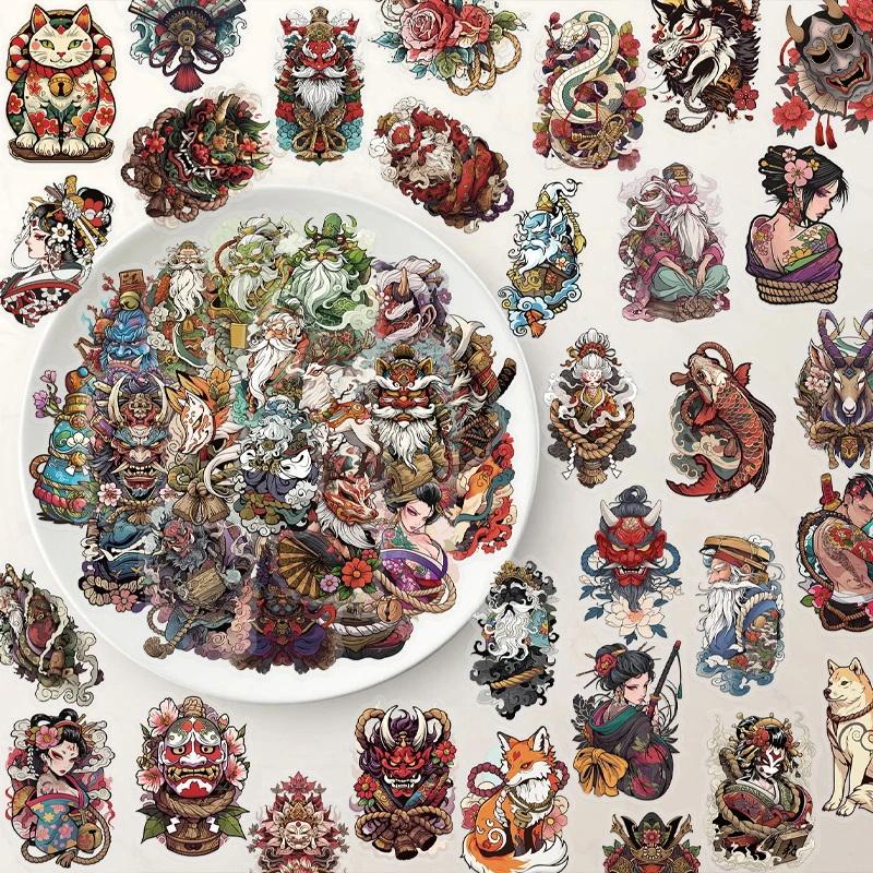 50Pcs Transparent Japanese Tattoo Art Stickers Creative Girls Tattoo Retro Sticker For Scrapbooking Luggage Phone Guitar Diy Toy