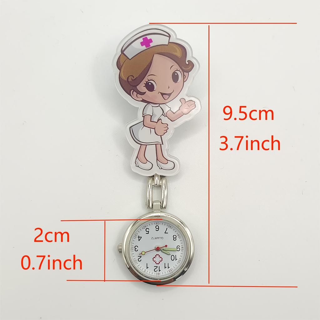Cartoon Nurse Watch Glow Needle Cute Cartoon Nurse Pocket Watch Student Male and Female Exam Watch Chest Watch Watch