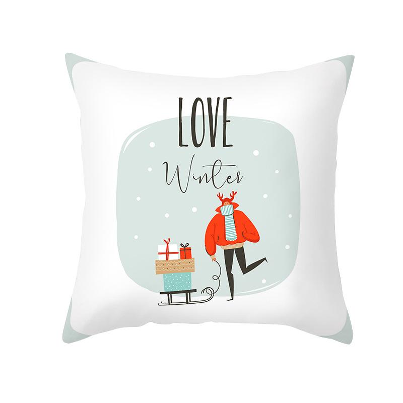 New Nordic Print Christmas Pillow Cover Cartoon Christmas Series Sofa Cushion Cover Home