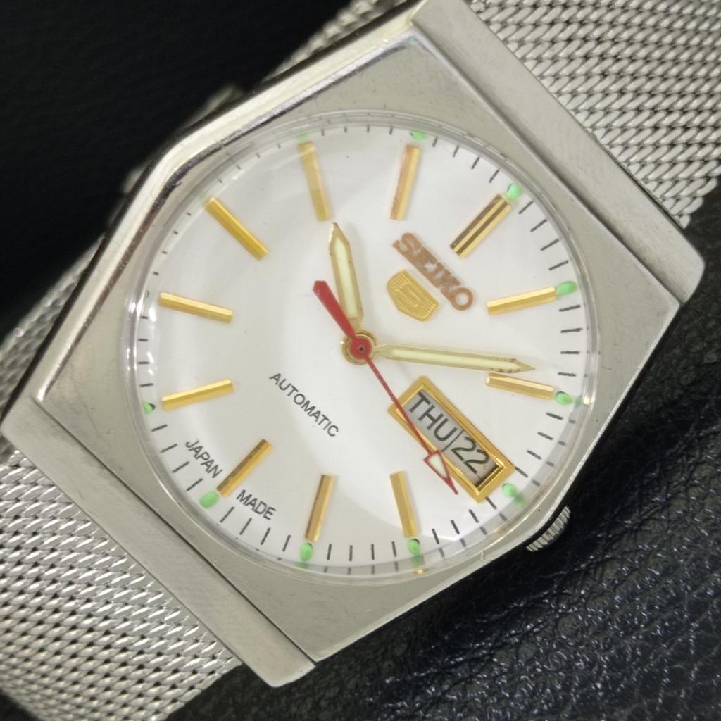 

VINTAGE SEIKO 5 AUTOMATIC 6309A JAPAN MENS WHITE COLOR DIAL WATCH a702643-1 R209-a702643