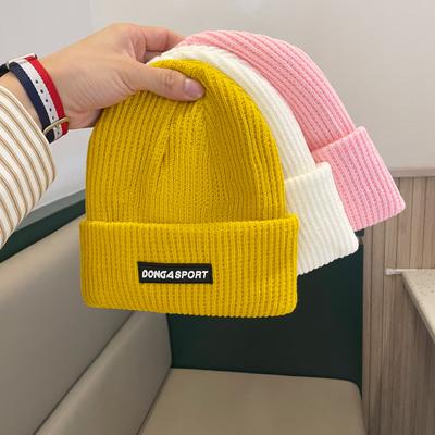 Autumn and Winter Woolen Pullover Hat for Women Fashionable and Versatile Letter Label Knitted Hat for Cycling Windproof Baotou Cold Hat for Men