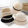 Women's Knit Bucket Hat Hollow Weave Sun Protection Fisherman Cap Retro Beach/travel/urban Summer Sun Hat Breathable Sunshade