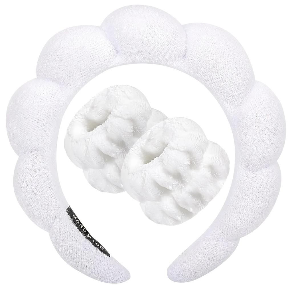3Pcs Wash Face Headband for Women Sponge Headbands Wrist Strap Makeup Bubble Soft Hairband Girls Hair Accessories Headwear