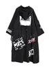 Spliced ​​Plus Size Black Trench Pro ženy Tide Dlouhý potisk Streetwear Mikina s kapucí Neformální Dámský kabát s širokým pasem 2019 ZLL1100