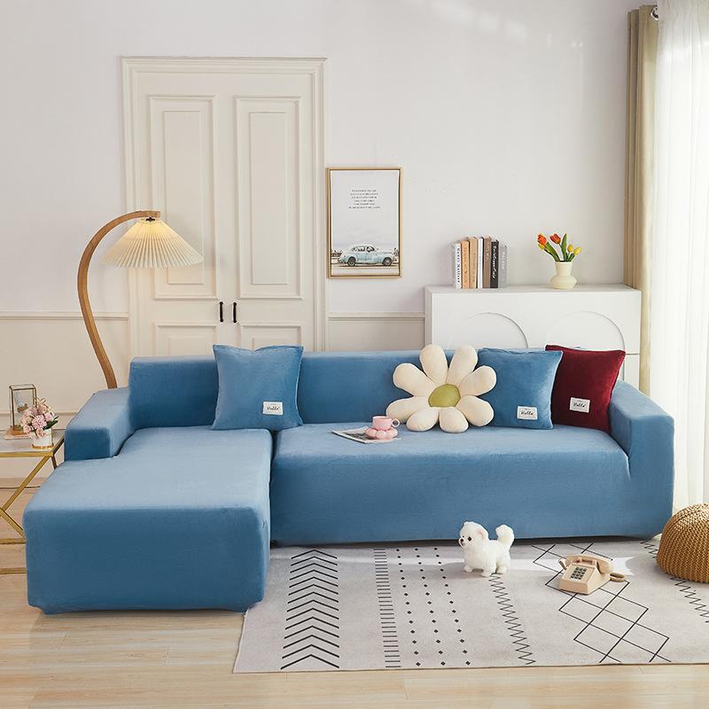 

Утолщенный однотонный плюшевый чехол для дивана, эластичный нескользящий высококачественный простой интегрированный универсальный чехол для императорской наложницы, ленивая комбинация 90-140CM