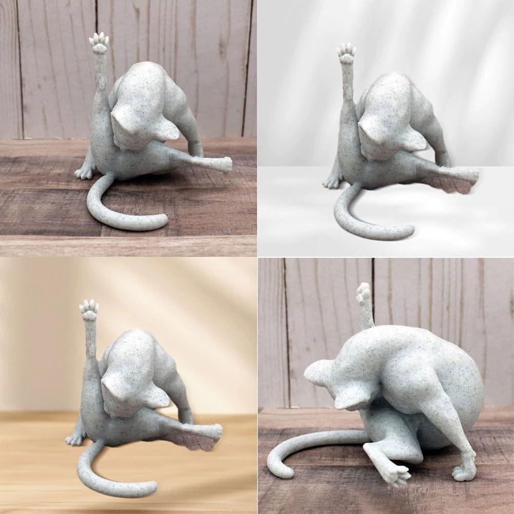 No Shame Cat Sculpture Funny Cat Figurine Cat Licking Butt Figurine Cute Cartoon Resin Cat Statue Animal Figurine Cat Statues