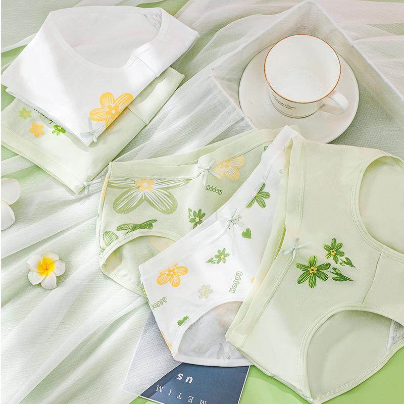 5Pcs Cotton Women Panties Breathable Underwear Lovely Young Girls Briefs Sexy Low Waist Panty Underpants Female Lingerie