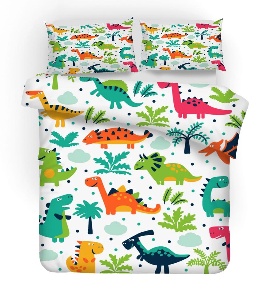 Little Dinosaur Series 3D Digital Printing, Bedding Three-Piece Quilt Cover, Bed Cover