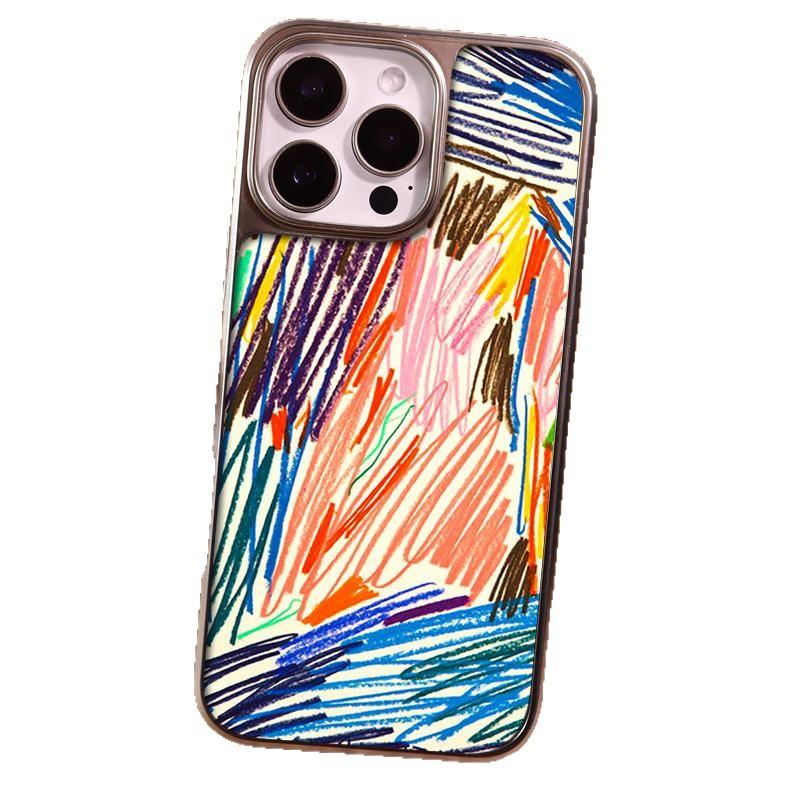 Colored Crayon Graffiti Lines for iPhone17 Mobile Phone Case Apple 15 Matte PC16 Personality 13 Art 14