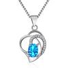 Heart-Shaped Blue Topaz Silver Necklace - Women's Simple Korean Clavicle Chain with Natural Crystal Gemstone