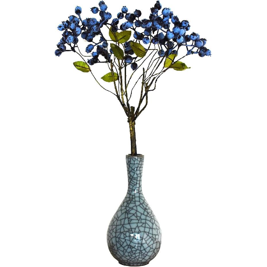 18 Inch Artificial Blueberry Fruits Branches Fake Berries Blue Decorative for Wedding DIY Garland and Holiday Ornaments Pack of 3 Blue